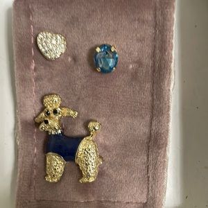 Poodle & Rhinestone 3pc pin set
